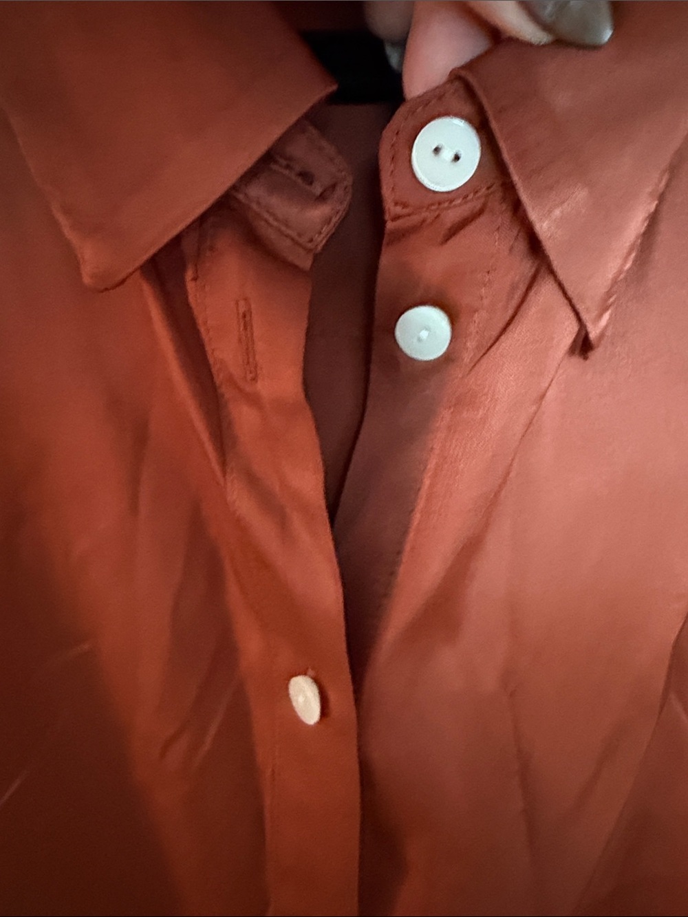 cut loose rust velvet button-down shirt - Picture 10 of 13